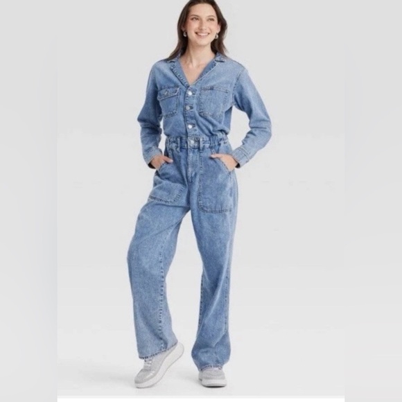 Universal Thread Denim - Universal Thread Light Blue Denim Jumpsuit 8R